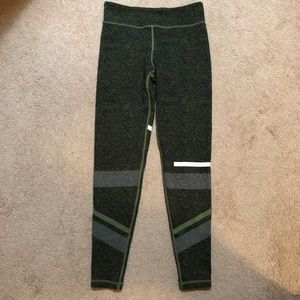 Lilybod green speckle asymmetrical stripe legging